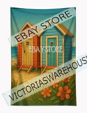 Beach huts tapestry wall