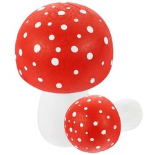 2 Pcs Wood Mushroom Decor for