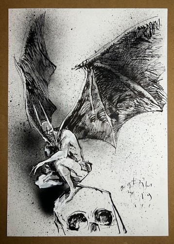 Winged batman original art - winged,