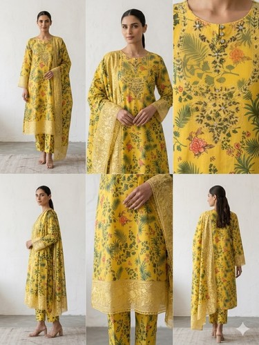 Nwt yellow floral khaddar - nwt, 3pc