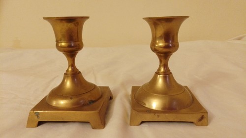 Pair antique solid brass - pair,