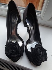 Debut Black Satin Court Shoes