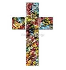 Tall 25.5cm Italian Murano Glass Freeform Wall Mount Art Glass Cross Right