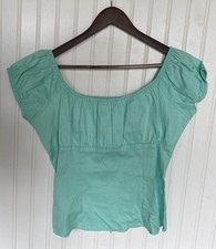 Pinup Girl Clothing PUG Pinup Couture Womens Solid Mint Peasant Top Size XL