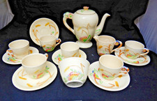 Brentleigh Ware Coffee Set. Countryside Pattern, Honey Art Deco, Glazed