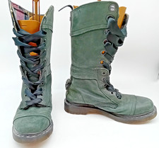 DR. MARTENS "Aimilita" Women's UK 6 EU 39 Green Leather Mid Calf Fold Down Boots