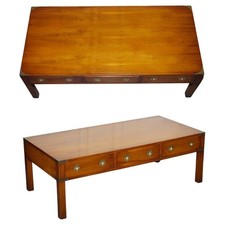 VINTAGE BURR YEW WOOD BRASS