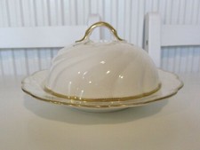 Vintage Aynsley For WM Whiteley Porcelain Muffin Dish And Cover White And Gold