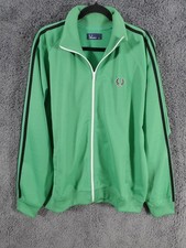 Fred Perry Track Jacket Mens XL Green Tracksuit Top Casuals Mod Liam Retro Y2K