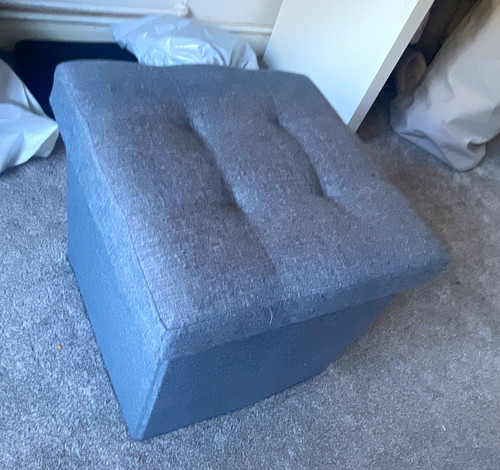 Grey fabric tufted square - fabric,