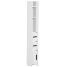 kleankin Freestanding Bathroom Cabinet w/ Open Shelves 3 Cupboards - White