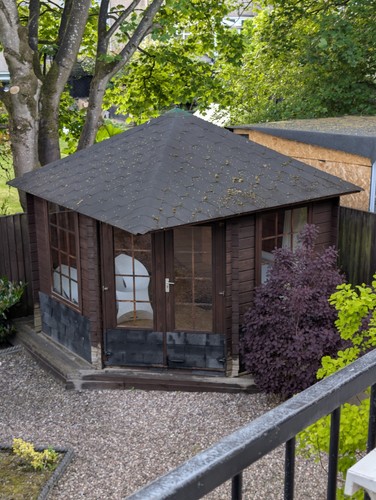 Corner wooden summer house - corner,
