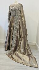 Pakistani Designer Lilac/gold Shimmer Semi-bridal walima  lengha Gown  2024