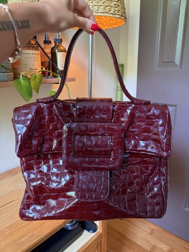 Designer red croc embossed