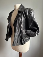 RENEGADE NEW WAVE LEATHER JACKET 10 80s 90s retro biker brando topgun distressed
