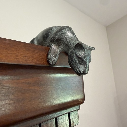 Curious cat bronze sculpture - cat,