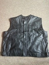 Motorcycle Leather Waist Coat. Black