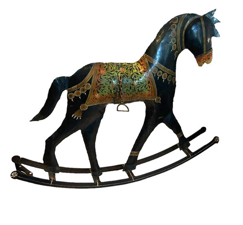 Vintage tin metal hand - vintage, painted