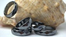 1 FACETED HEMATITE RING 6mm WIDE. SIZES S, M, L, XL. BUY 2 GET 2 FREE = £2.50!