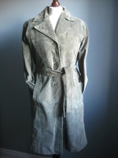 Suede leather trench coat 14