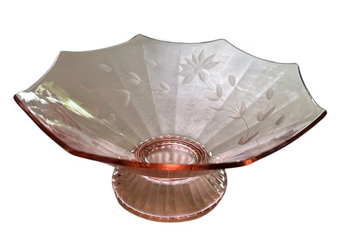 Pink depression glass - depression, etched