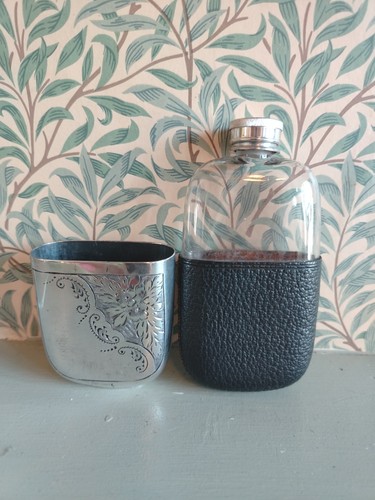 Vintage silver plate hip flask - vintage,