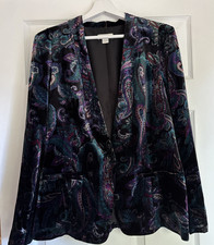 Monsoon Paisley Print Black Velvet Jacket.  NEW.  UK 12