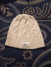 Knitted Ugg Hat 100% Wool Cream