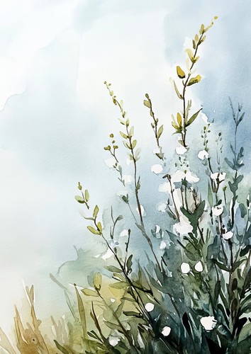 Wild meadow watercolor - meadow, 5"x7"