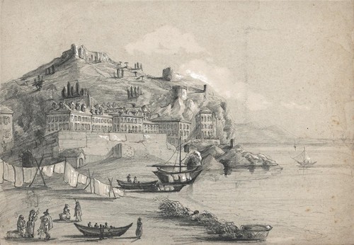 Fishing scene coastal castle - scene,