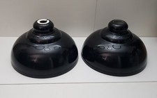 SET OF TWO INDUSTRIAL STYLE METAL BLACK & WHITE ENAMEL LIGHT SHADES FOR PENDANTS