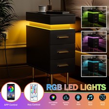 LED Bedside Table 3 Drawers