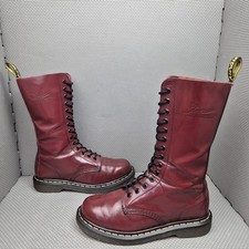 Dr Martens 1914 Knee High Boots UK 5.5 Red Smooth Leather 14 Hole Cherry Oxblood