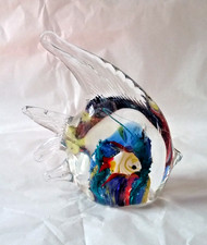 Murano Art Glass Style Tropical Fish Paperweight Ornament