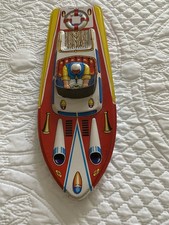 Tin Plate Vintage Speed Boat Made In Japan Tin Toy Vintage