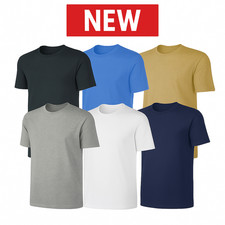 Men's Cotton T-Shirt Crew Neck S-5XL Short Sleeve Plain Tee Top Black White Grey