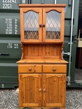 upcycled medium sized vintage welsh dresser with glass display cabinet/sideboard
