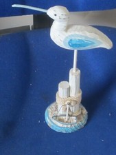 24cm Woodwash Seagull Bird Sculpture Ornament Nautical Themed Seaside Rustic 