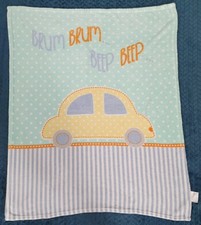 Silentnight Car Fleece Blanket Brum Brum Beep Beep green blue 85x100cm B&M