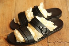 Gucci Black Leather  Sandals