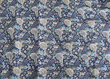 Vintage Indian silk dress fabric lightweight floral blues 112cm w x 2 M Long
