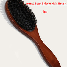 Natural Boar Bristle Hair Brush Paddle Anti-static Scalp Massage Dual Detangling