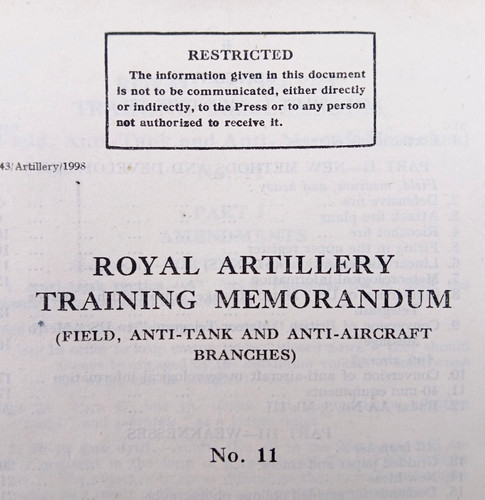 Ww2 royal artillery memorandum - royal,