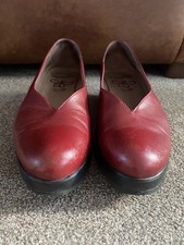Wonders Red Leather Wondersfly Slip-On Wedge Shoes Size 5 (38)