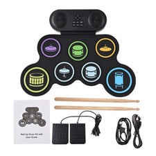 1-Electronic Drum Set With Speaker BT Hand Roll Drum Set 7 Pads Supports