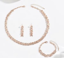 Women Leaf Crystal Jewelry Set