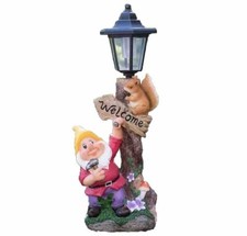 Garden gnome with solar lamp - garden,