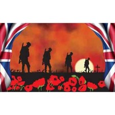 5ft 3ft 8ft Lest We Forget 4 Soldiers Poppy Remembrance Hand Flag Flags Bunting