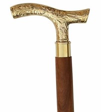 Wooden Walking Stick – Brass