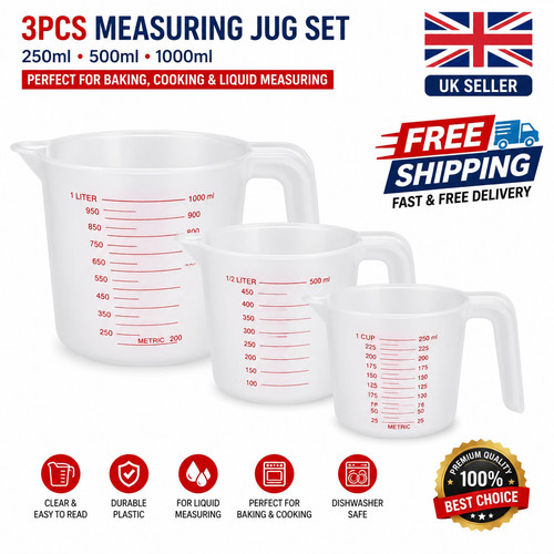 3pcs plastic measuring jug - plastic, set
